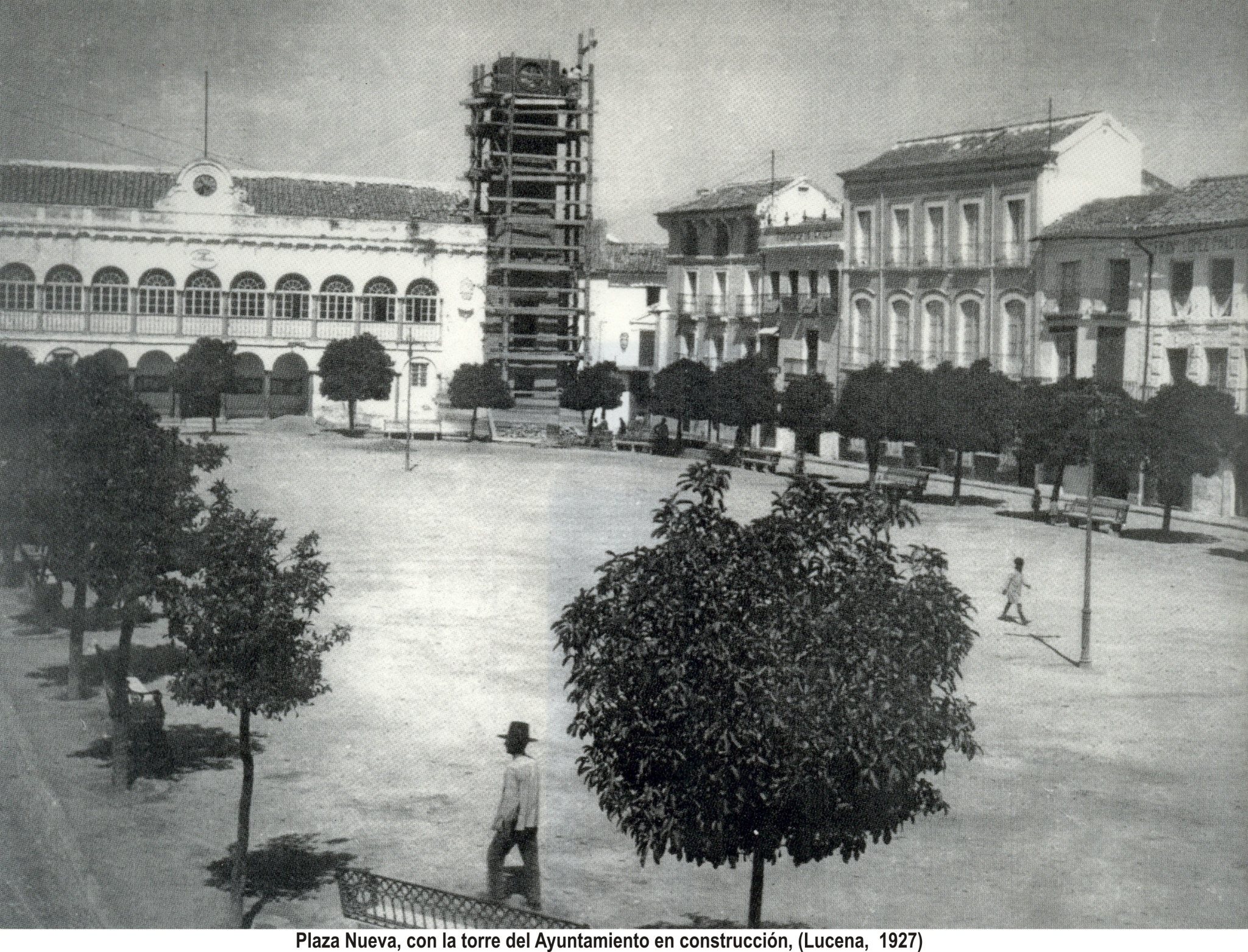 Plaza Nueva, Torre del Ayuntamiento en construcción. 1927