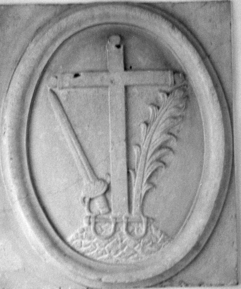 Escudo original de la inquisición, ocupaba la fachada de la casa de don Martín Fernández de Bruselas en la calle San Pedro